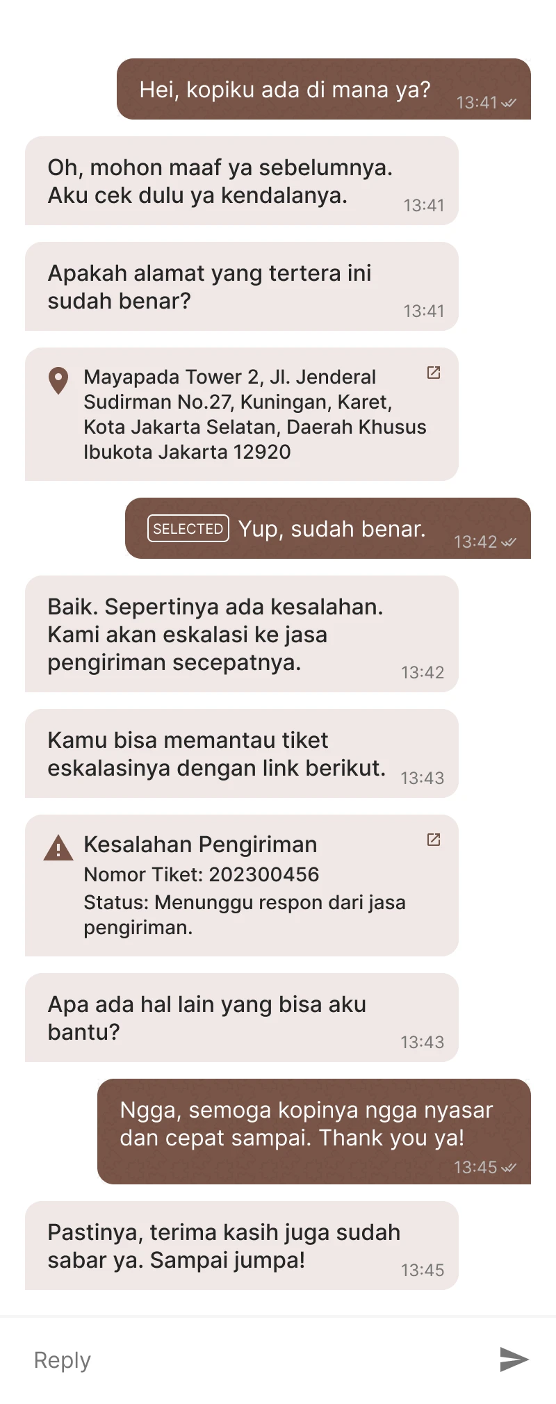 Contoh Percakapan Layanan Pelanggan